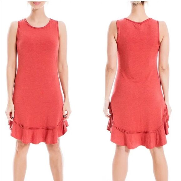 Max Studio Red Sleeveless Ruffled Hem Dress Size Small - Picture 1 of 9